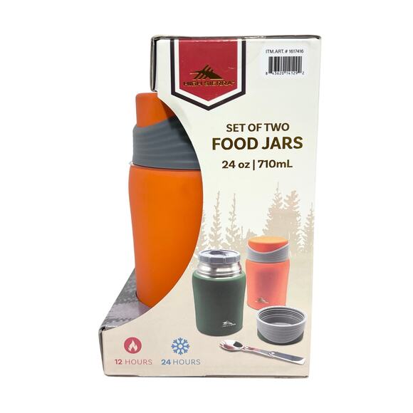 High Sierra Insulated Stainless Steel Food Jars 2-pack Green Orange New - Picture 2 of 4
